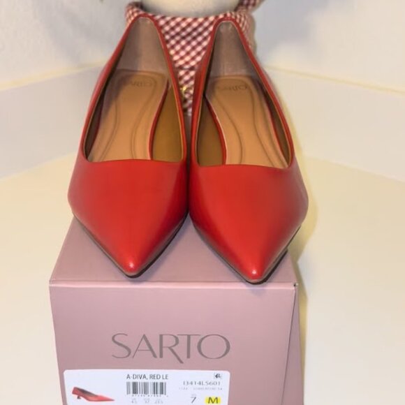 Franco Sarto Diva Red Leather Low Heel Pumps – NWT, Size 7 - Picture 4 of 8